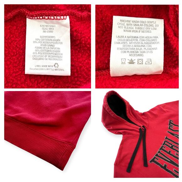 Everlast Sport Mens Hoodie Red Black Embroidered Boxing Gym Activewear 2XL - Picture 9 of 12